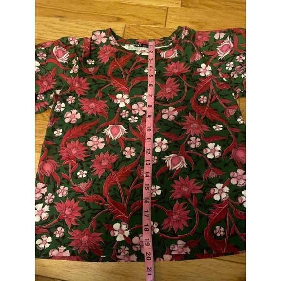 Zara women's Floral tie sleeve short sleeve vibrant multicolor blouse size small - Picture 9 of 9